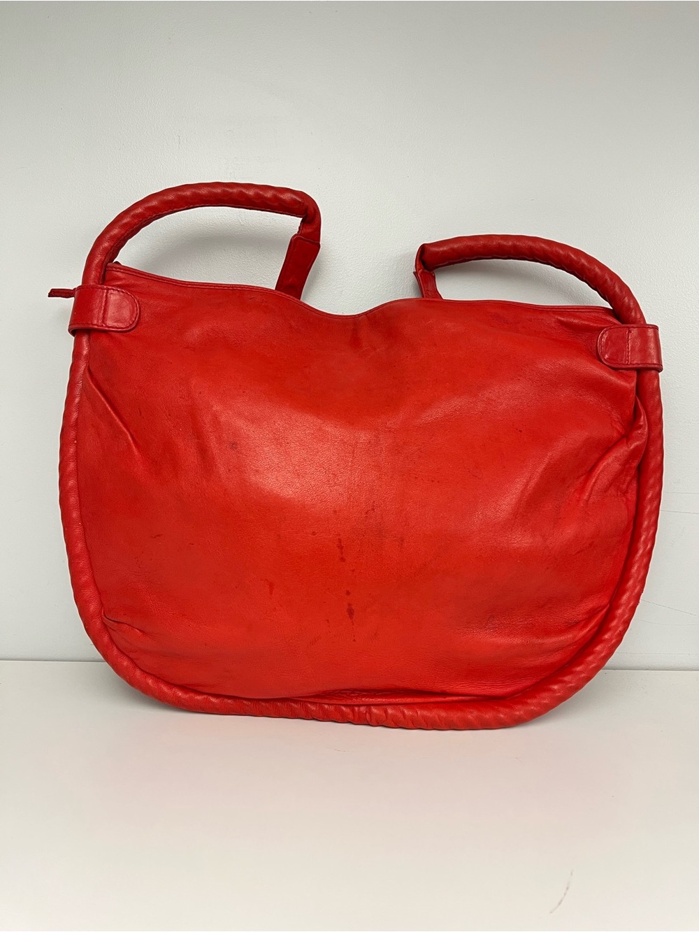 Vintage Tomato Red Leather Hobo by DESMO for Bullocks